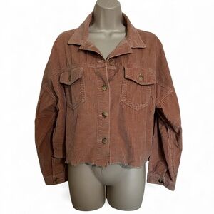 American Eagle Cropped Blush Pink Corduroy Jacket Size Medium